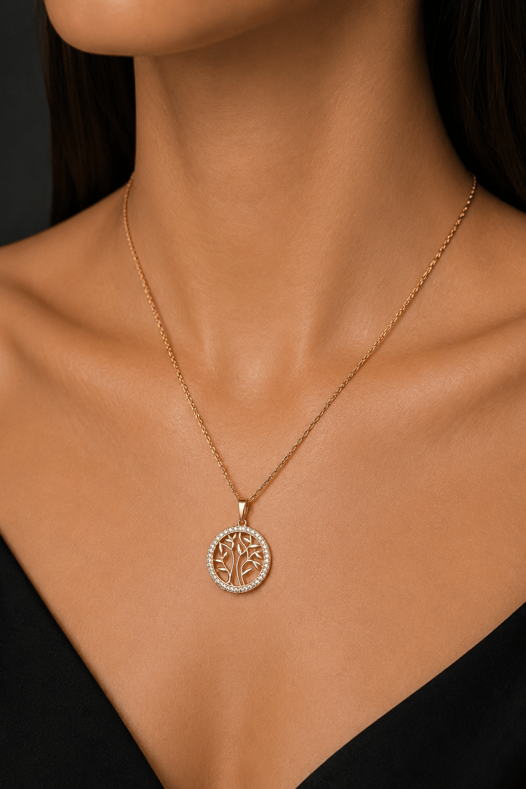 Emily - 18k gold plated necklace with tree of life pendant gold plated jewelry for women