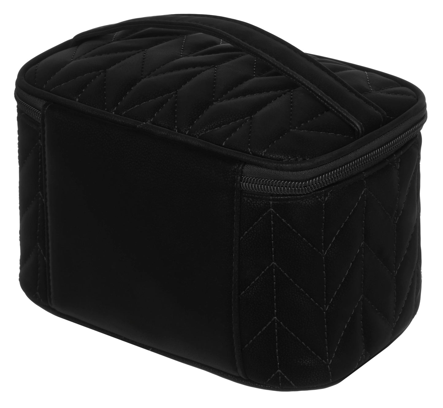 XL Black Quilted Eco Leather Cosmetic Bag