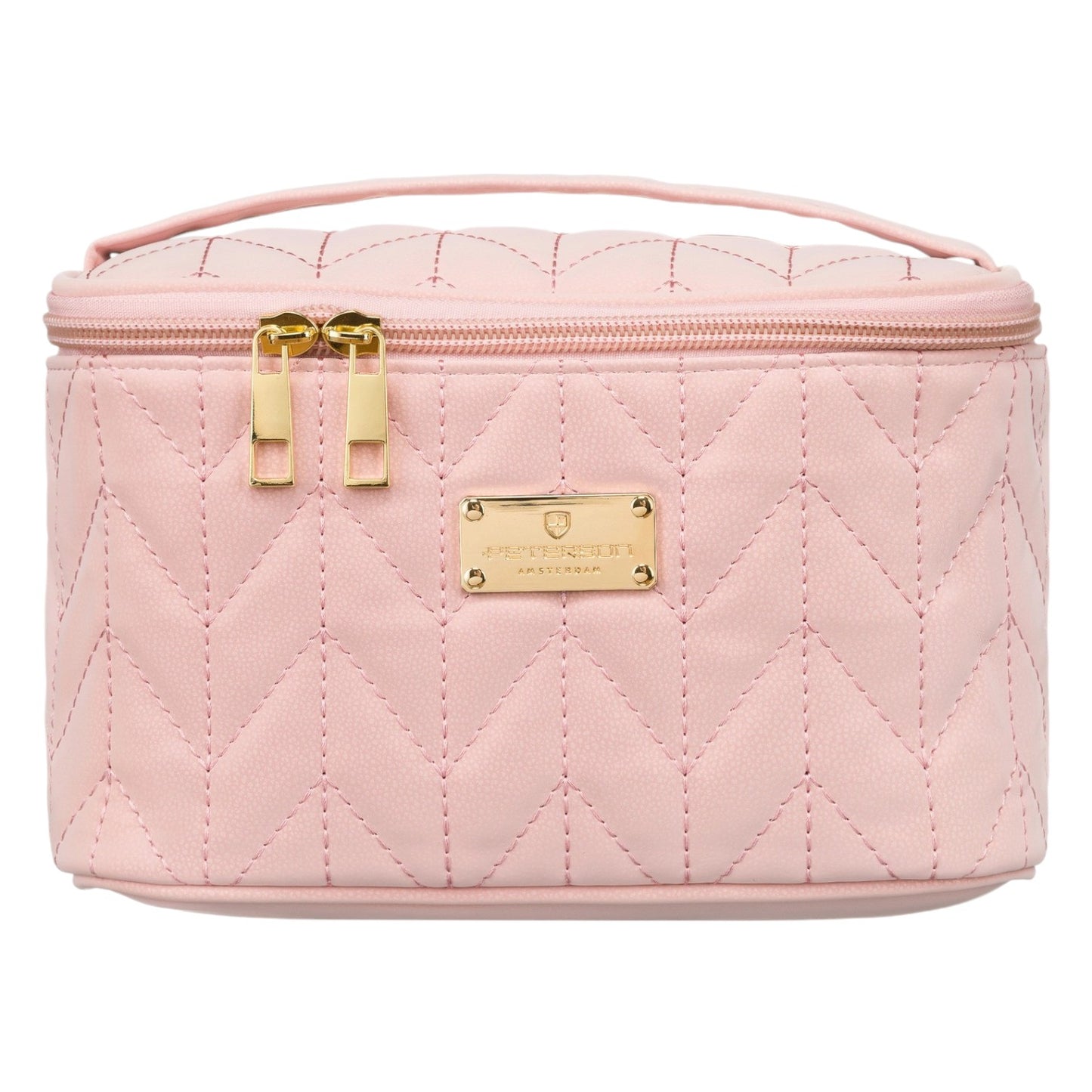 XL Pink Quilted Eco Leather Cosmetic Bag