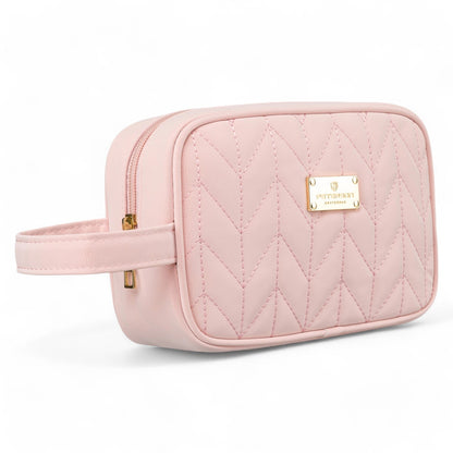 Pink Quilted Eco Leather Cosmetic Bag