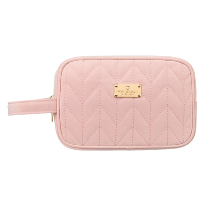 Pink Quilted Eco Leather Cosmetic Bag