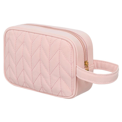 Pink Quilted Eco Leather Cosmetic Bag