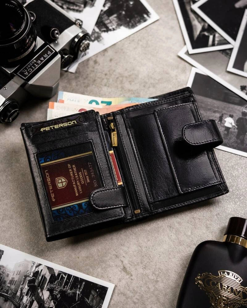 Gift Set: Black Men’s Leather Wallet, Card Holder, and Keychain