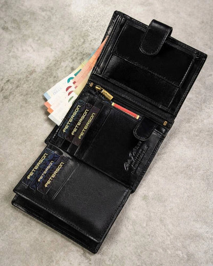 Gift Set: Black Men’s Leather Wallet, Card Holder, and Keychain