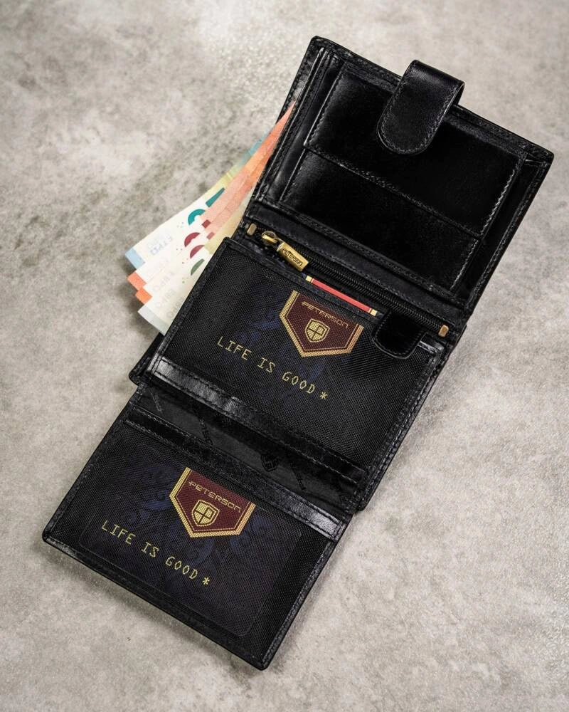 Gift Set: Black Men’s Leather Wallet, Card Holder, and Keychain