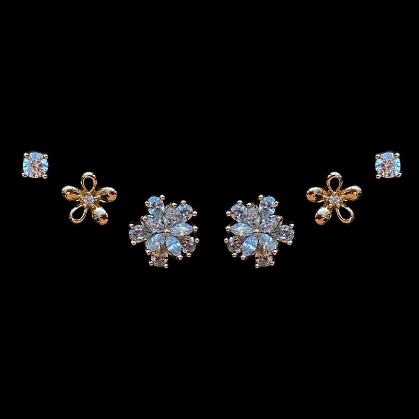 Flora Trio Stud Earring SetElegant earrings setFashion earrings for womenGold - plated stud earrings