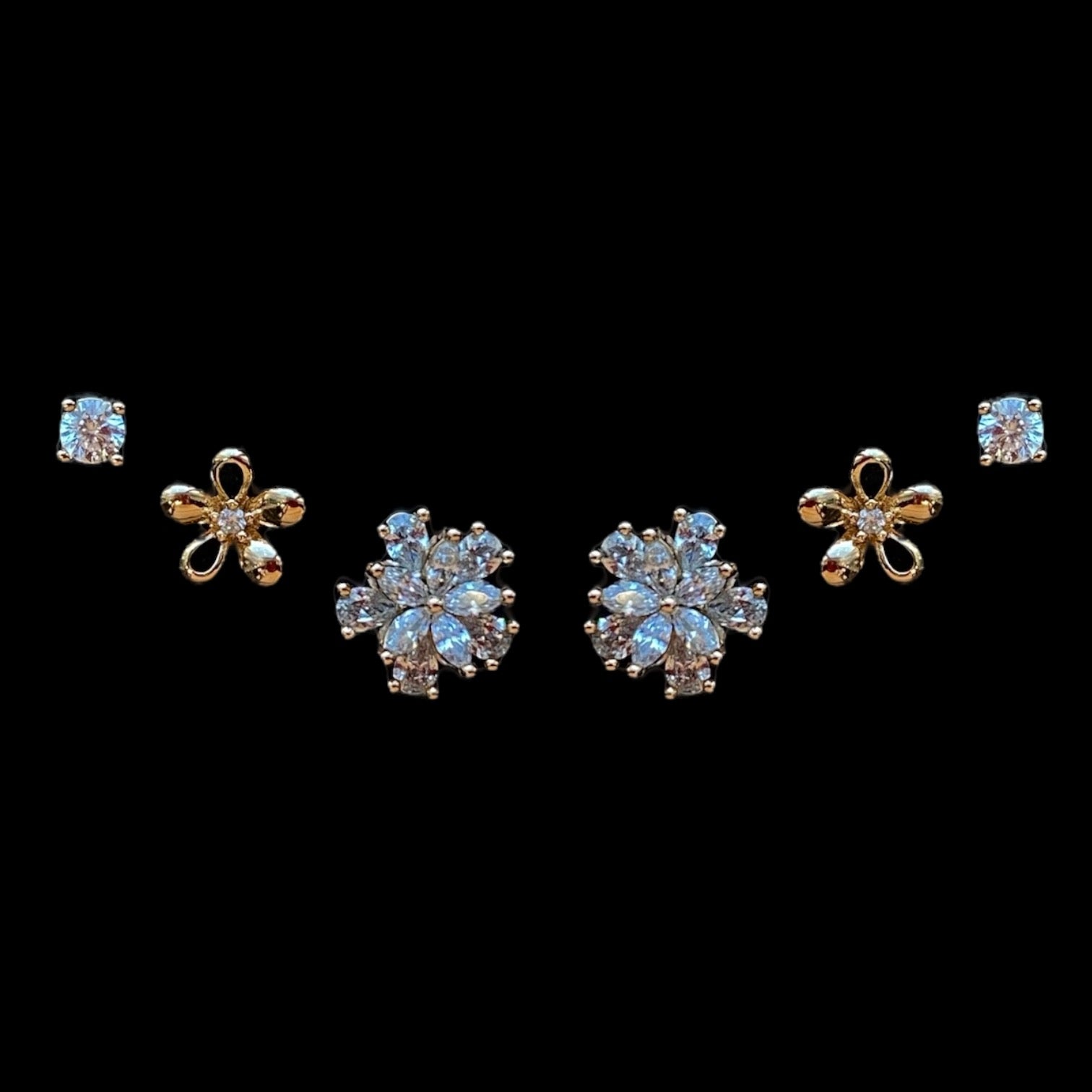 Flora Trio Stud Earring SetElegant earrings setFashion earrings for womenGold - plated stud earrings