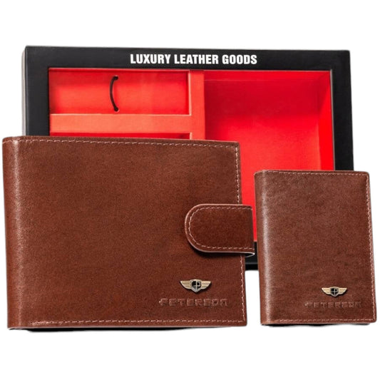 Gift Set: Elegant Leather Wallet, Card Holder, and Keychain card holder durable leather genuine leather