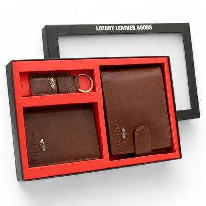 Gift Set: Elegant Leather Wallet, Card Holder, and Keychain card holder durable leather genuine leather