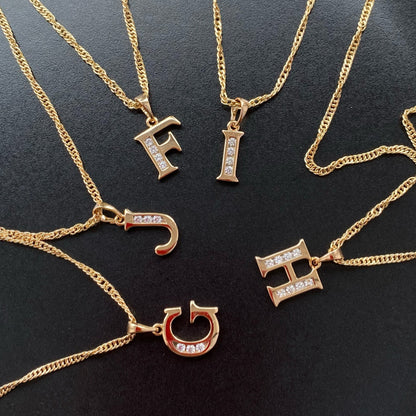 GOLD PLATED INITIAL NECKLACE -