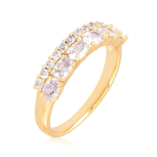 GOLD PLATED RING WITH ZIRCONS -