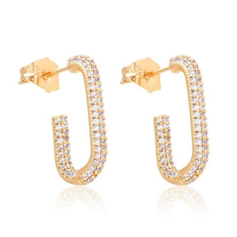 GOLD PLATED STUD EARRINGS WITH FINE ZIRCONS -