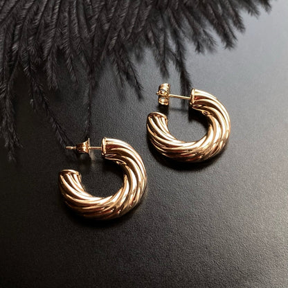 Gold Twisted - Hoop Stud Earrings18k Gold Jewelry18K Gold PlatedGift for Her