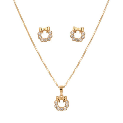 Golden Bow – Apzeltīts rotu komplekts ar kristāliem – apzeltītas rotaslietas | Tavas Rotas