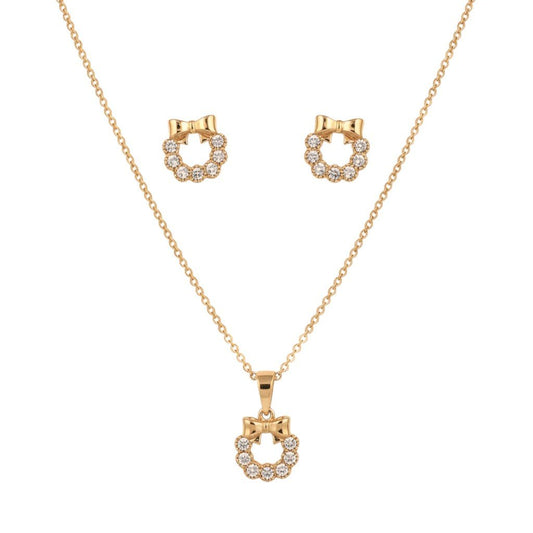 Golden Bow – Apzeltīts rotu komplekts ar kristāliem – apzeltītas rotaslietas | Tavas Rotas