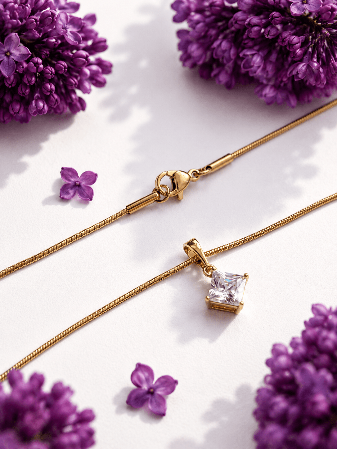 Ilze - 18k gold plated necklace with cubic zirconia pendant gold plated jewelry for women
