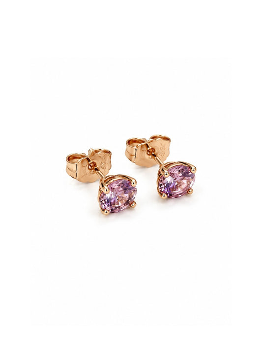 Gold-plated studs with pink crystal