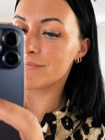 Eliza – 18k gold-plated pavé hoop earrings with cubic zirconia