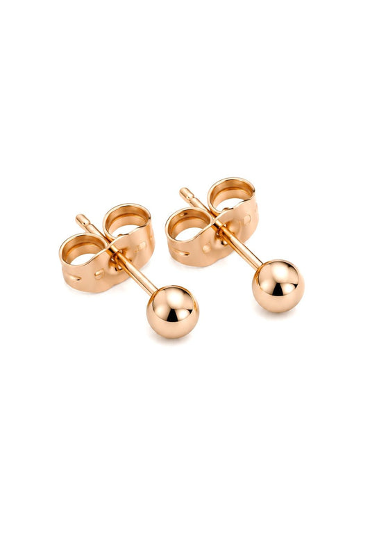 Inese – 18k apzeltīti nagliņu auskari ar bumbiņu (4mm) apzeltītas rotaslietas sievietēm
