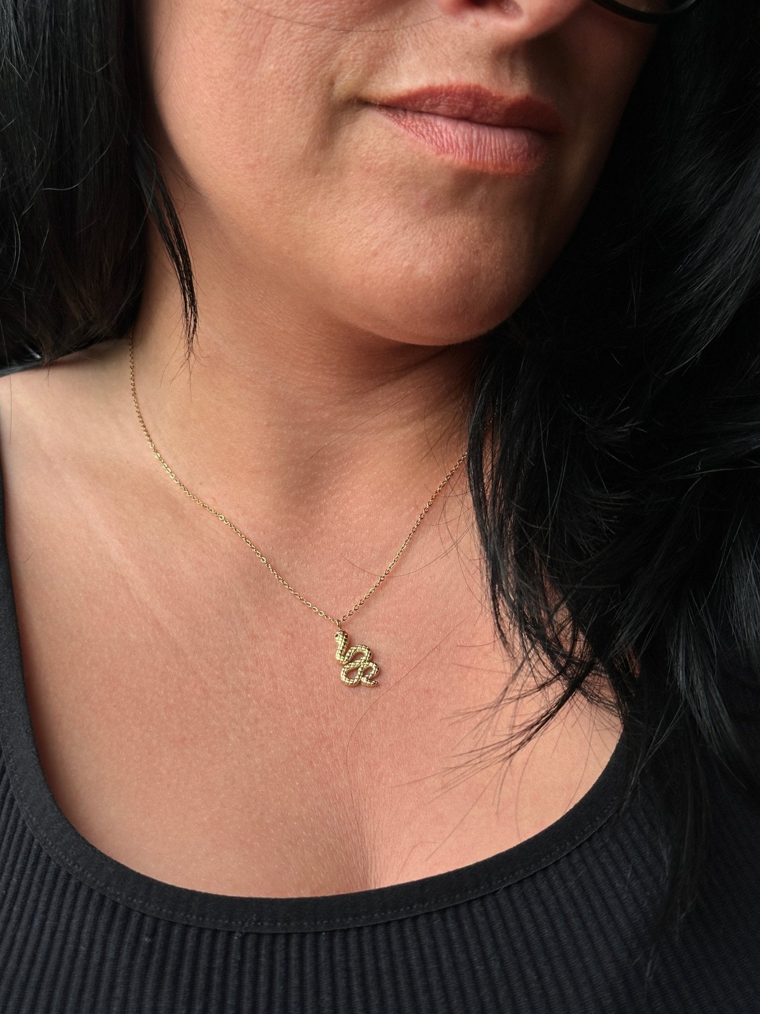 Necklace with snake pendant gold plated jewelry for women