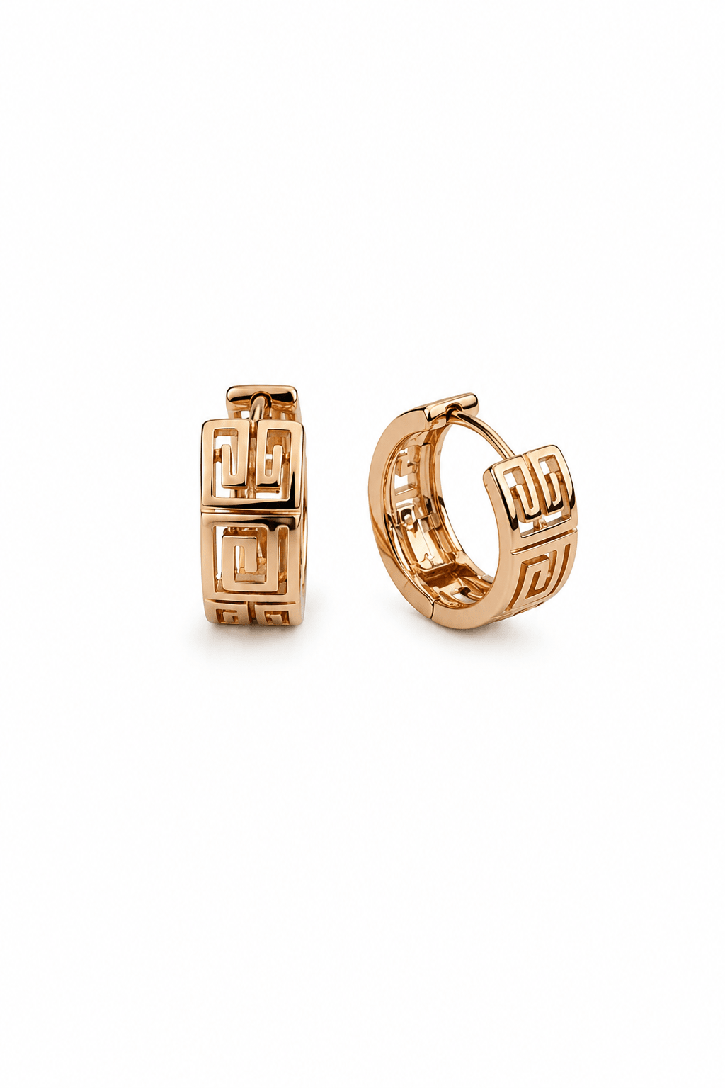 Klara - 18k Gold Plated Hoop Earrings with Greek Pattern Gold Plated Jewelry for Women