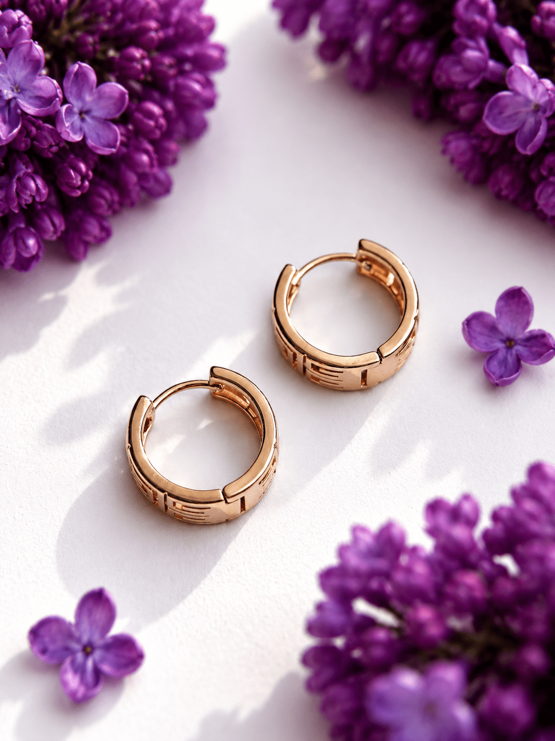 Klara - 18k Gold Plated Hoop Earrings with Greek Pattern Gold Plated Jewelry for Women