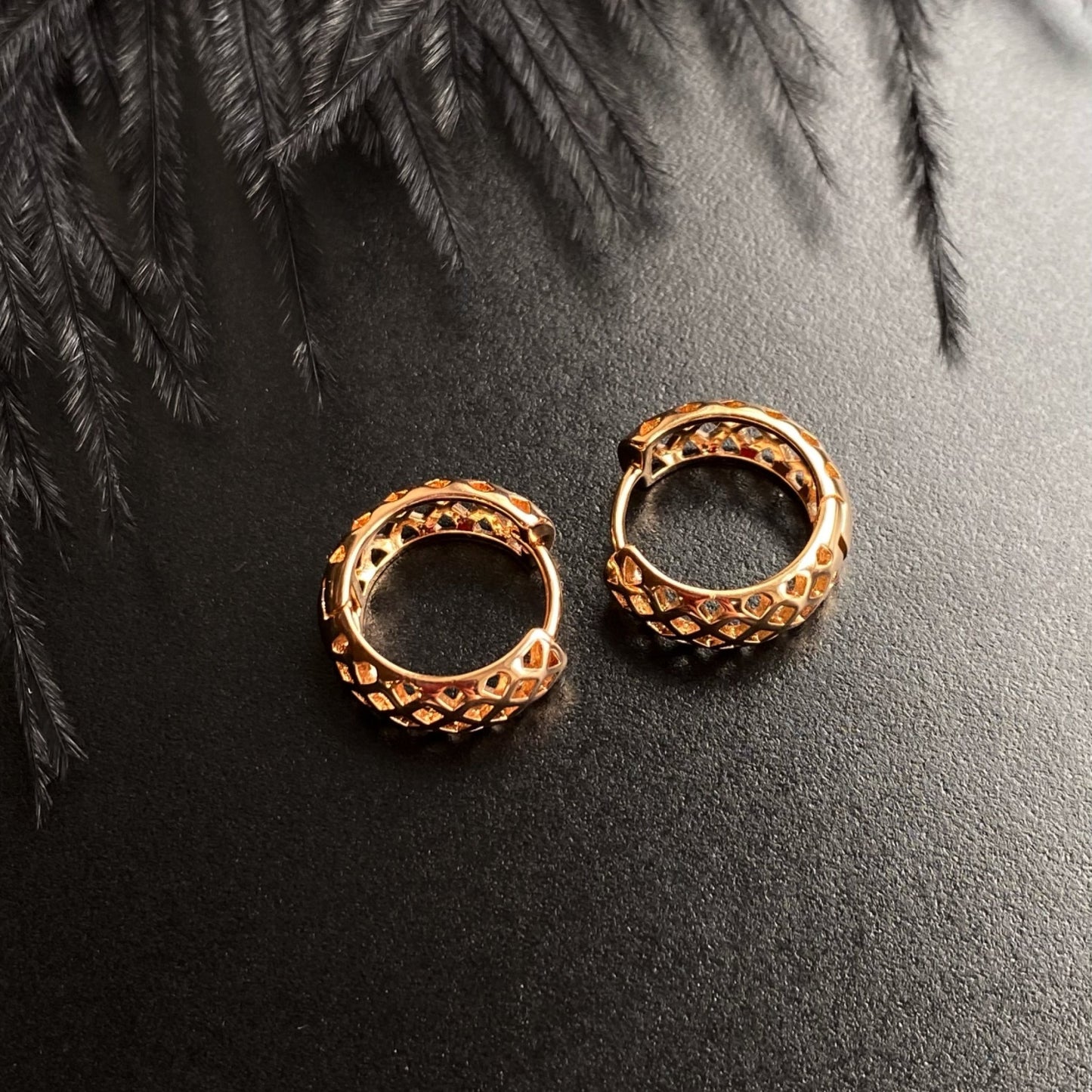 Lattice - Gold Plated Hoop Earrings18k gold hoop earringsEveryday gold earringsGold plated hoop earrings