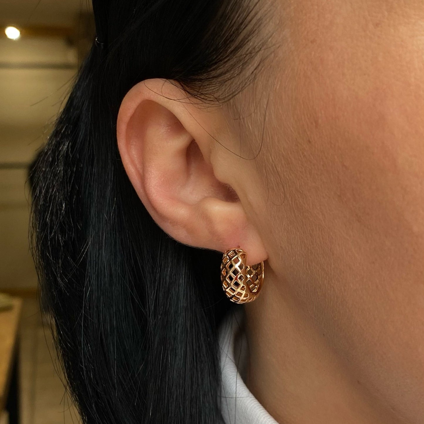 Lattice - Gold Plated Hoop Earrings18k gold hoop earringsEveryday gold earringsGold plated hoop earrings