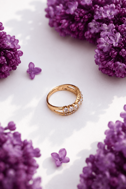 Lauma - 18k gold-plated ring with cubic zirconia gold-plated jewelry for women