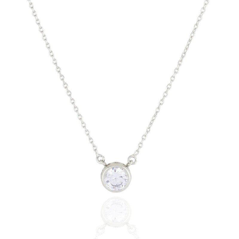 Livia Silver Necklace – 8mm pendant, Adjustable Necklace