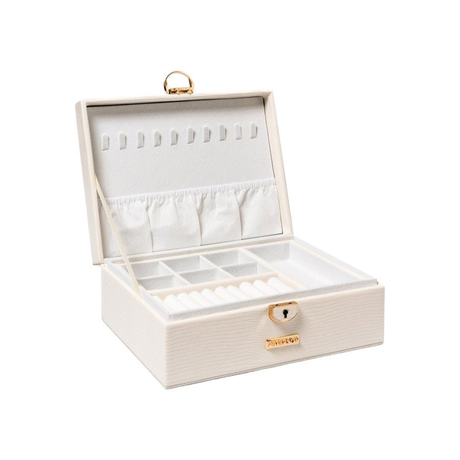 LUX Jewelry and Watch Box (White Snake) Compartment Jewelry Box Eco - Leather Box elegant jewelry organizer