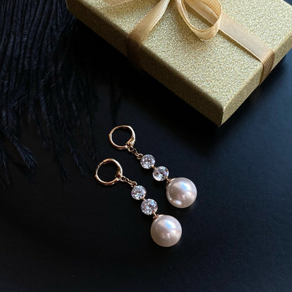 Luxe Pearl Drop Earrings18K gold plated earringsCubic zirconia pearl drop earringselegant drop earrings