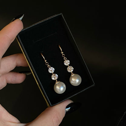 Luxe Pearl Drop Earrings18K gold plated earringsCubic zirconia pearl drop earringselegant drop earrings