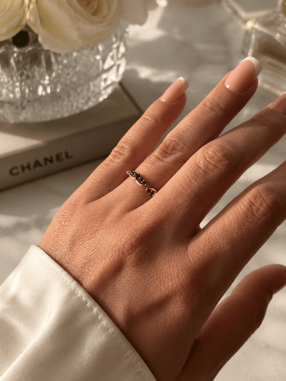 Nora - 18k gold-plated ring with black zircons gold-plated jewelry for women