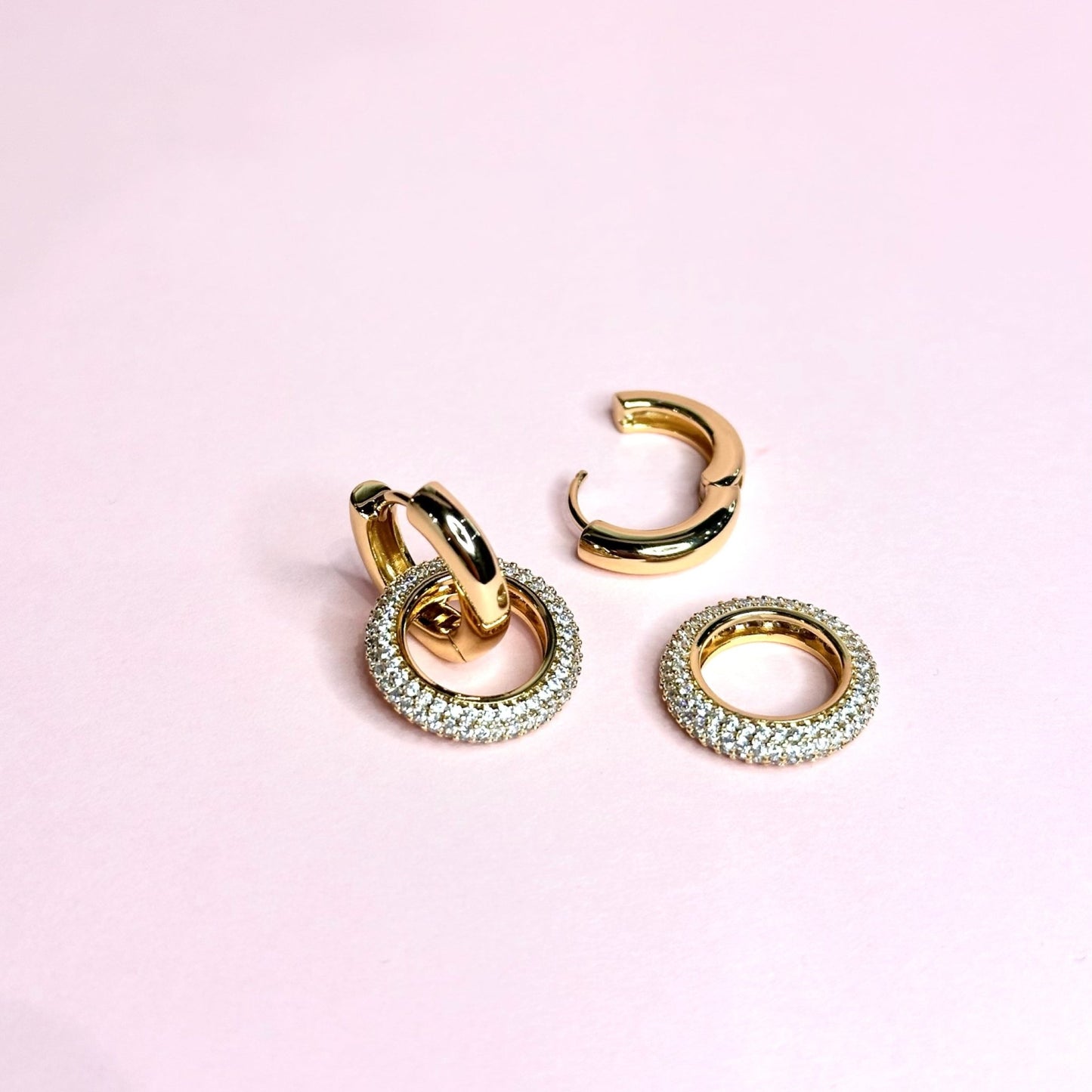 Paloma - Gold Plated 2in1 Earrings Chic Jewelry Circle Earrings Elegant Jewelry