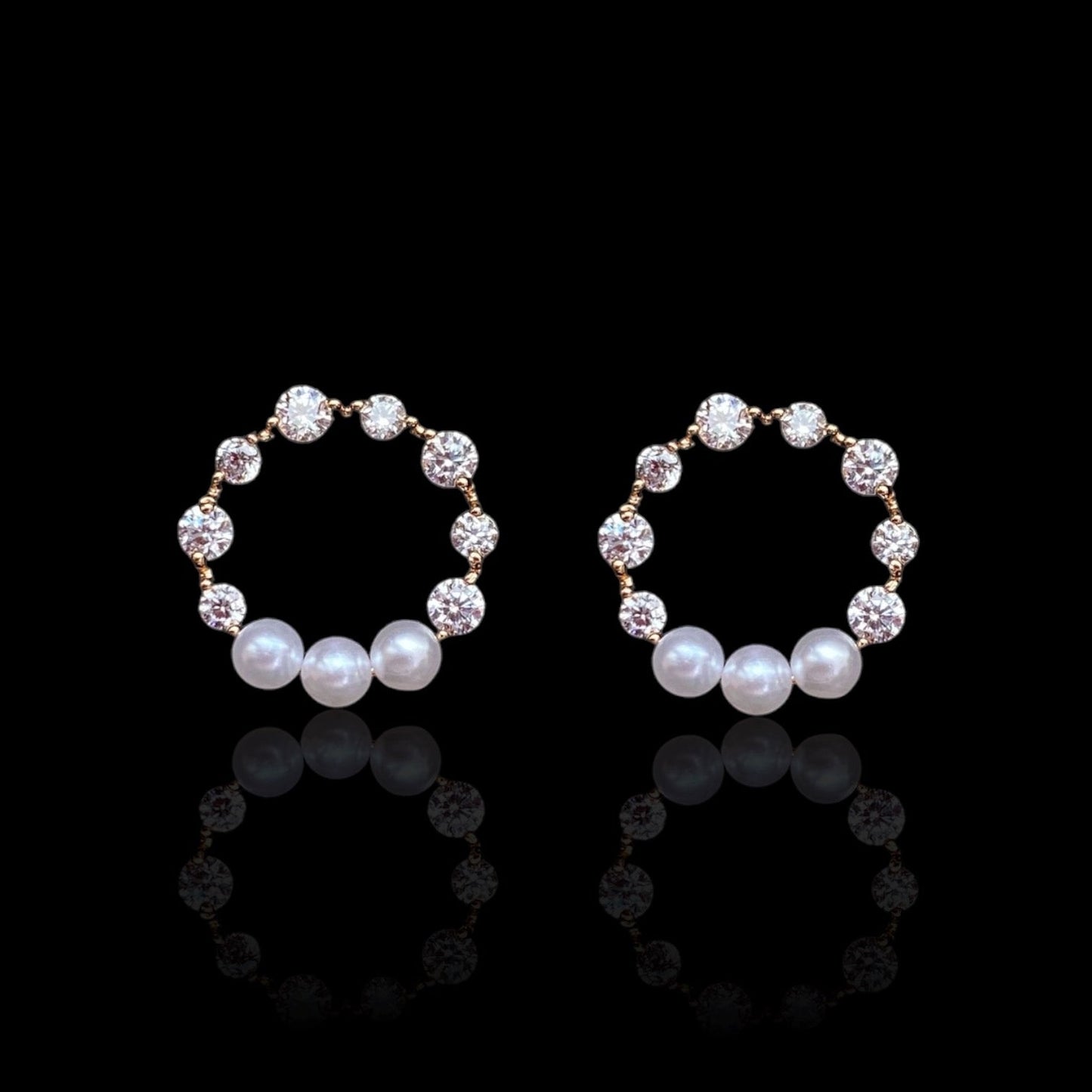 Pearl Grace 18K Gold - Plated Earrings with Pearl and Zirconia Accents18K gold plated earringsCircle pearl earringsElegant stud earrings