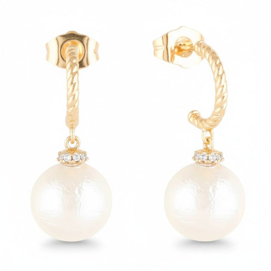 Pearl Twist – Apzeltīti auskari ar pērlēm un cirkonijiem – apzeltītas rotaslietas | Tavas Rotas