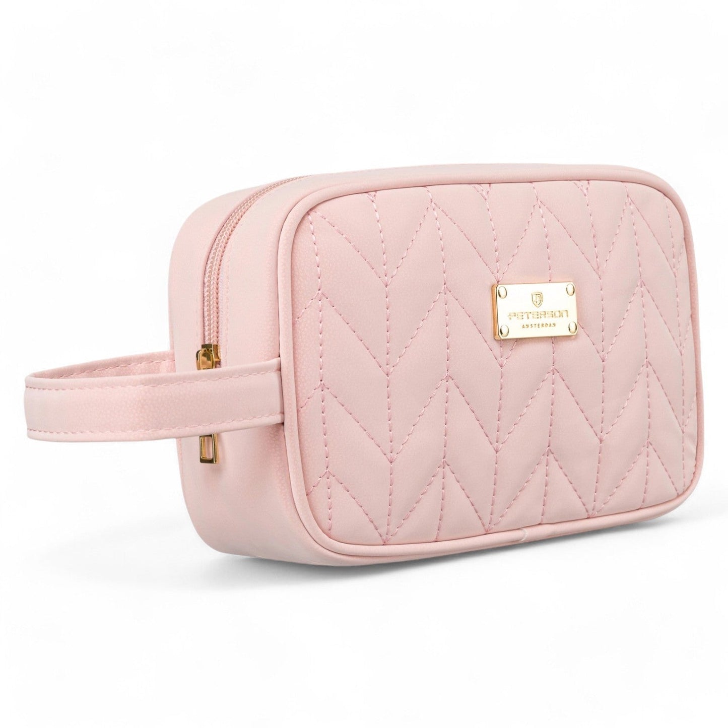 Pink Quilted Eco Leather Cosmetic Bag Compact Cosmetic Bag Eco Leather Bag Luxury Toiletry Bag