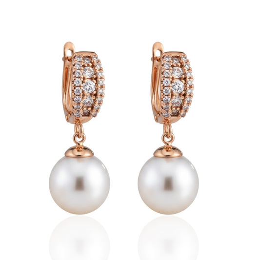 Gold-plated earrings with pearls and zirconias