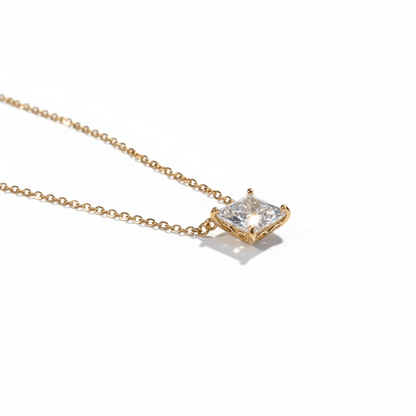 Princess Cut – 18k apzeltīta kaklarota ar dzidru kristālu - 18k - apzeltita - rotas