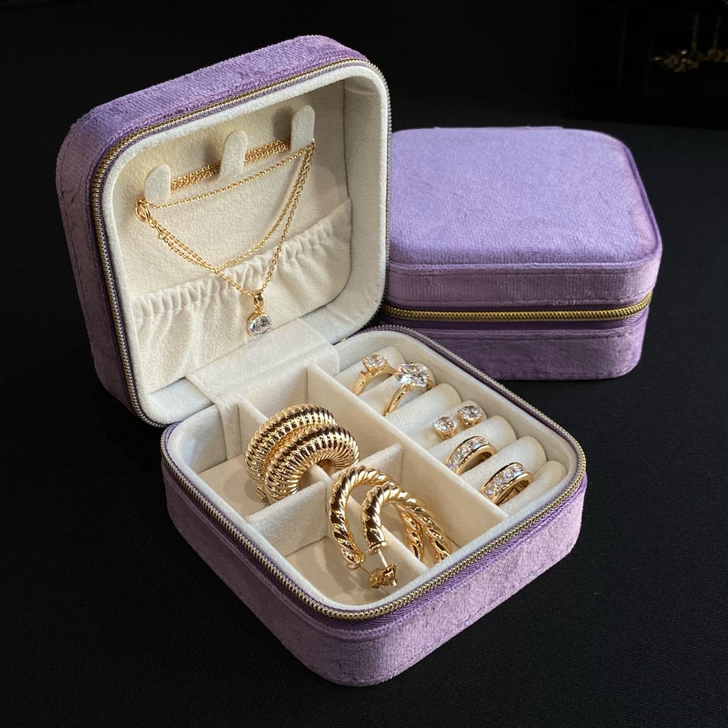 Purple Velvet Jewelry Storage Boxearring storageelegant jewelry organizerfree shipping jewelry box