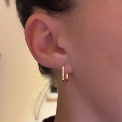  - Recta Mini – Apzeltīti taisnstūra formas auskari ar cirkonijiem - 2