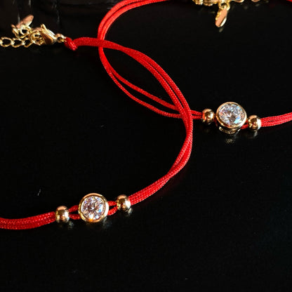 Red Protection Bracelet18K Gold PlatedAdjustable BraceletCrystal Charm Bracelet