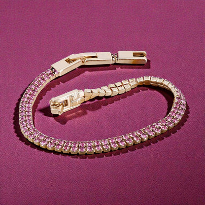 Rosé Tennis – rokassprādze ar rozā cirkonijiem - 18k - apzeltita - rotas