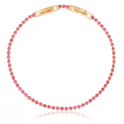 Rose Tennis Slim – apzeltīta rokassprādze ar rozā cirkonijiem - 18k - apzeltita - rotas