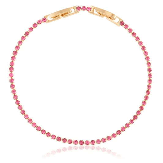 Rose Tennis Slim – apzeltīta rokassprādze ar rozā cirkonijiem - 18k - apzeltita - rotas