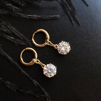 Round Drop - 18k Gold - Plated Drop Earrings with Zirconia18k Gold - Plated EarringsElegant JewelryFinnish - inspired fashion