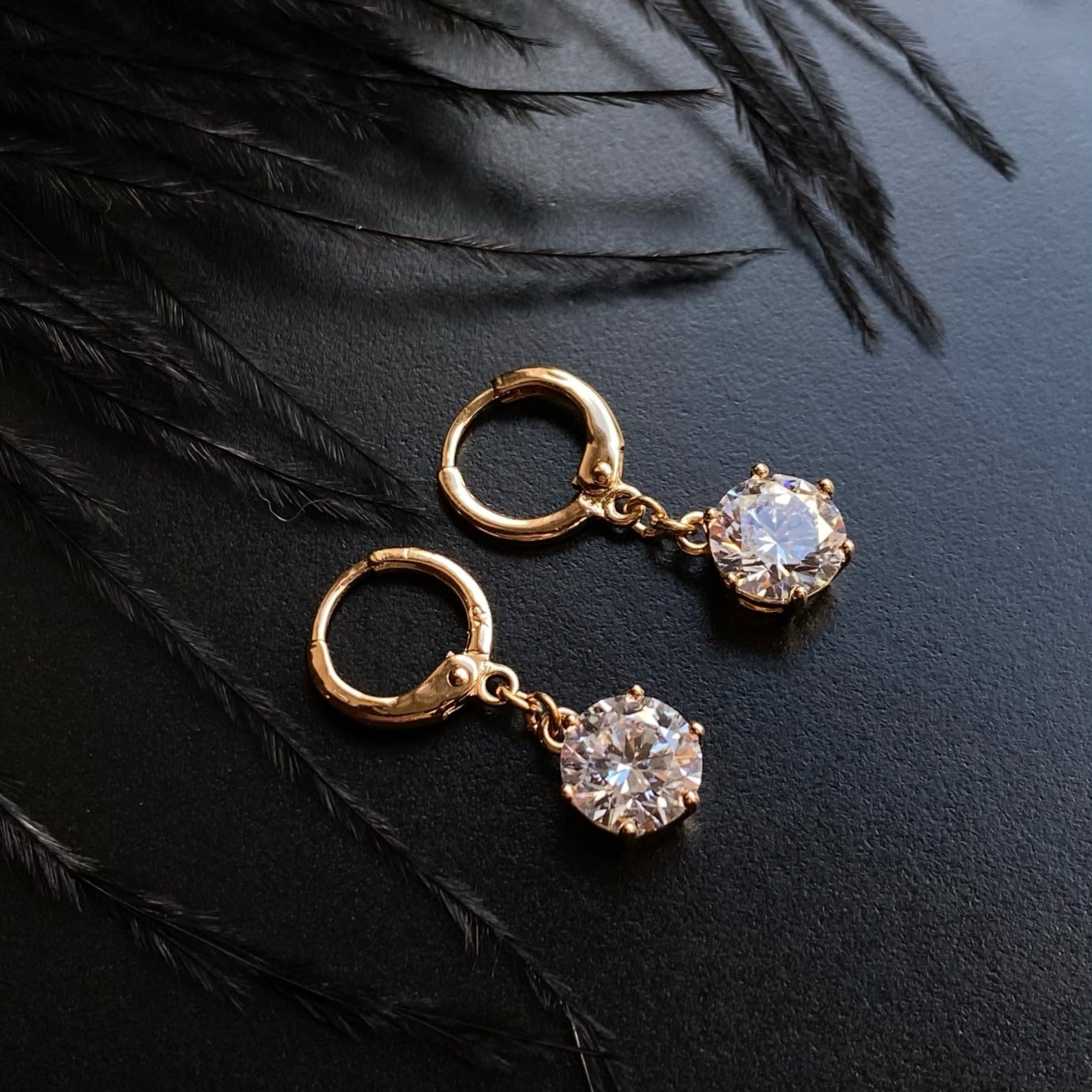 Round Drop - 18k Gold - Plated Drop Earrings with Zirconia18k Gold - Plated EarringsElegant JewelryFinnish - inspired fashion