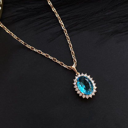  - Royal Blue – Grezna kaklarota ar ovālu zilā kristāla kulonu - 2