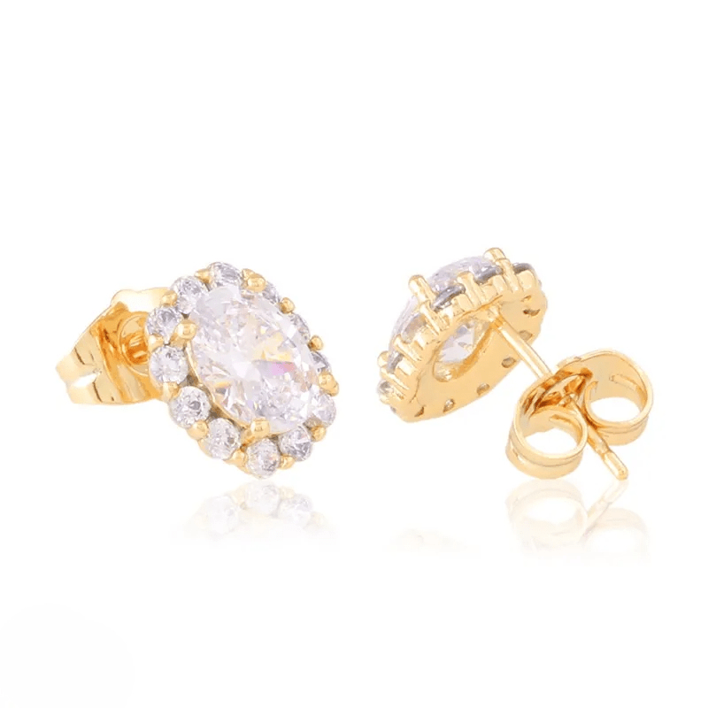  - Royal Oval – Apzeltīti, mirdzoši nagliņu auskari - 1